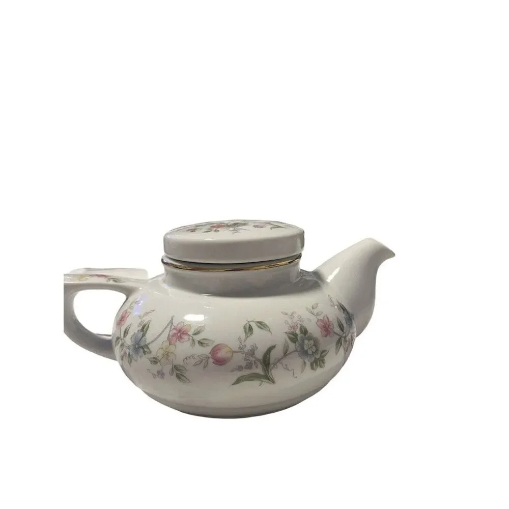 Andrea By Sadek Serve Tea Pot with Lid, Cup And Plate Porcelain Set